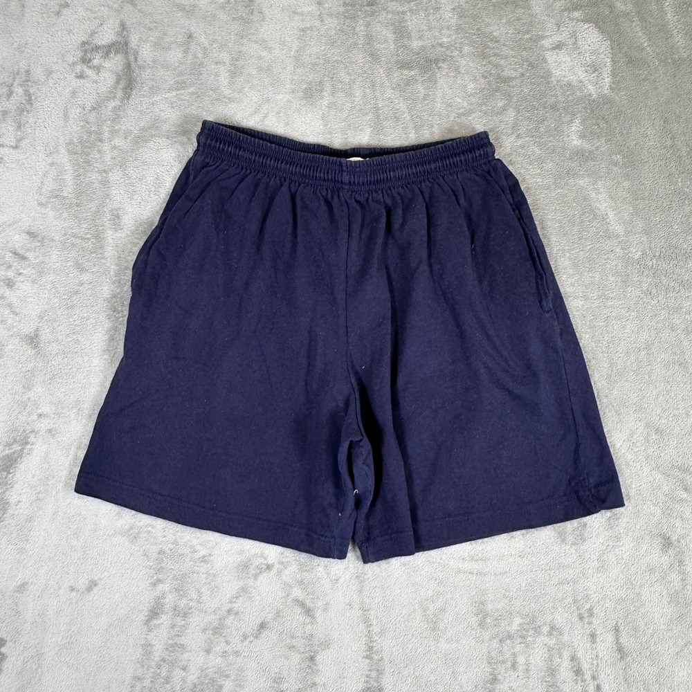 Vintage Cotton Deluxe Anvil Navy Blue Knit Shorts Mens Large Made in USA Lounge
